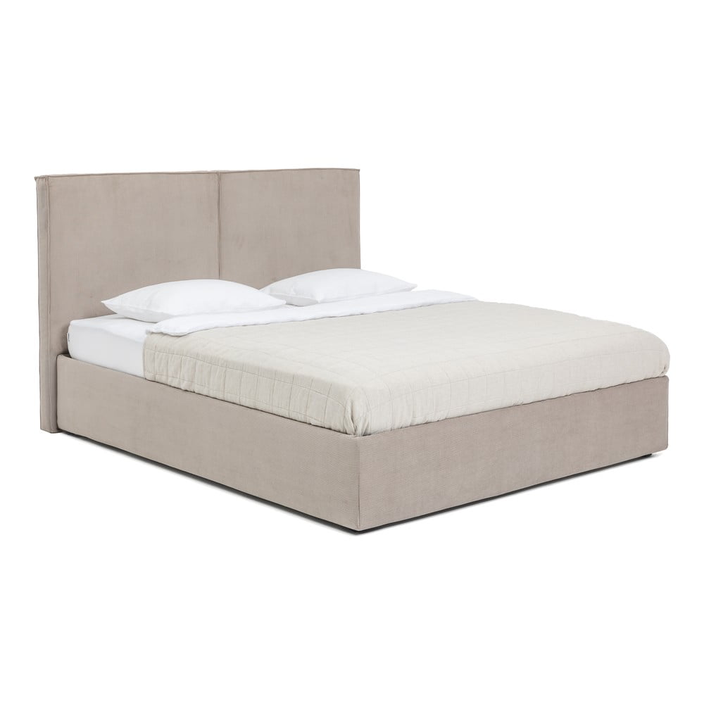 Szürkésbarna kárpitozott ágyneműtartós franciaágy ágyráccsal 180x200 cm Thessa Bold – Bonami Selection