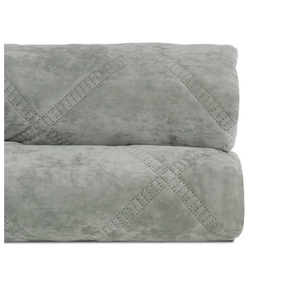 Szürkészöld bársony steppelt ágytakaró 180x260 cm – Ixia