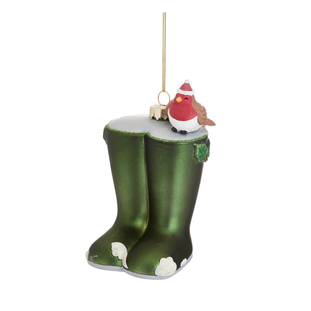 Üveg kézzel készített karácsonyfadísz 12 cm Christmas Wellies – Sass & Belle