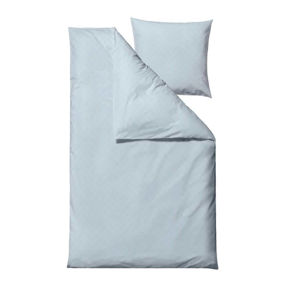 Világoskék egyszemélyes hosszabbított damaszt ágyneműhuzat 140x220 cm Tiles – Södahl