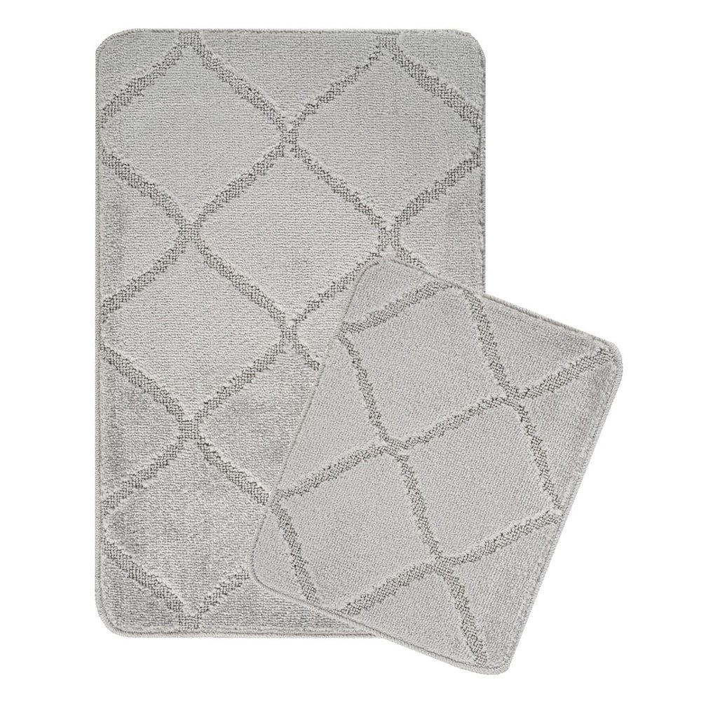 Világosszürke fürdőszobai kilépő szett 2 db-os 50x80 cm Cizgili – Foutastic
