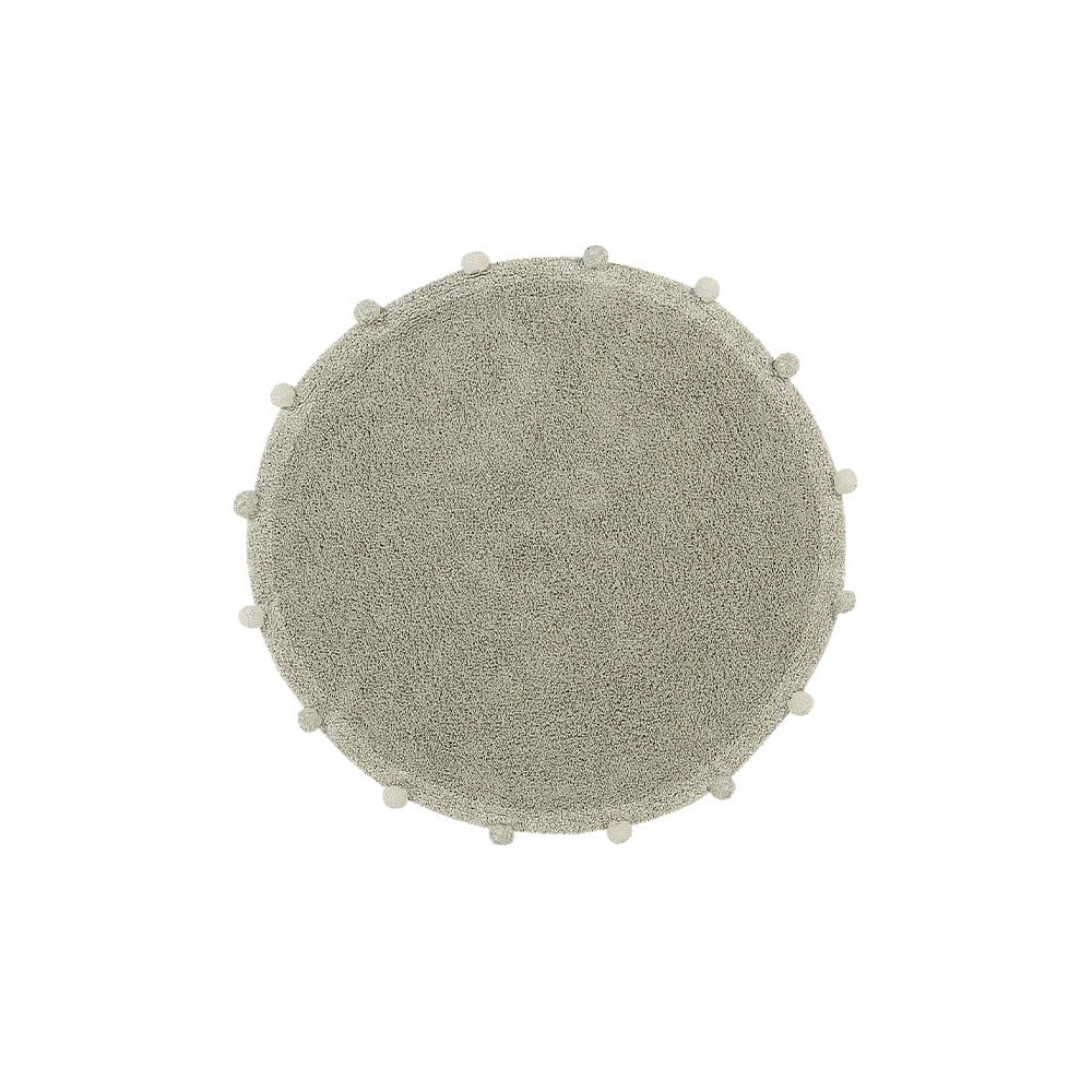 Világoszöld mosható kézi szövésű pamut gyerek szőnyeg ø120 cm Bubbly Olive – Lorena Canals