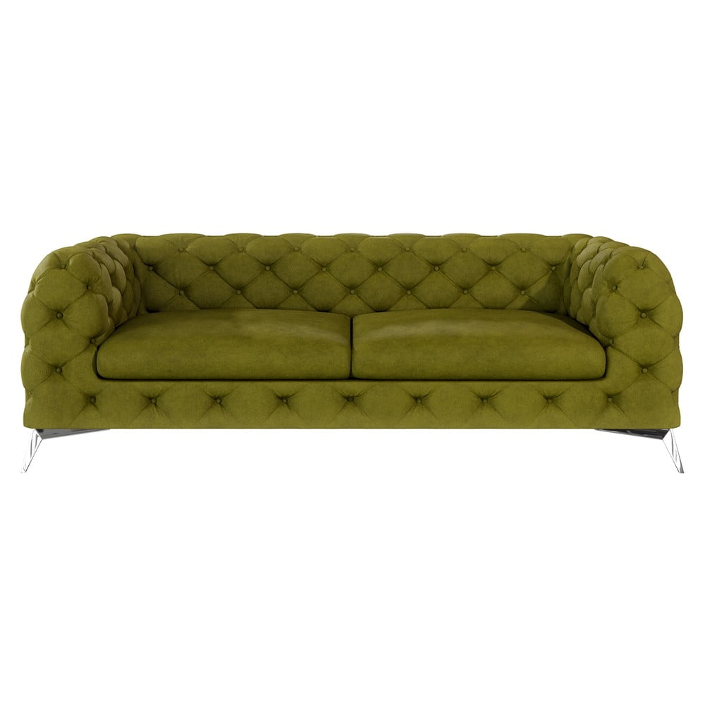 Zöld bársony kanapé 225 cm Chelsea – Ropez