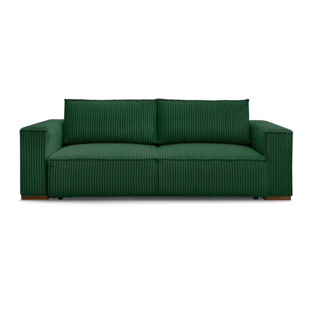 Zöld kordbársony kinyitható-tárolóhelyes kanapé 244 cm Chelsea – Bobochic Paris