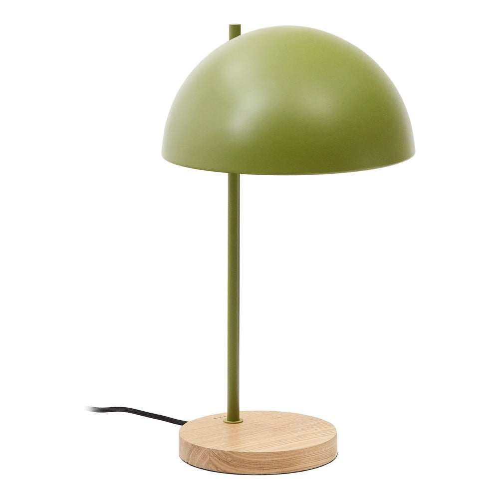 Zöld-natúr színű asztali lámpa fém búrával (magasság 48