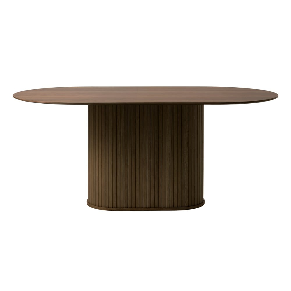 Barna étkezőasztal tölgyfa dekoros asztallappal 95x180 cm Nola – Unique Furniture