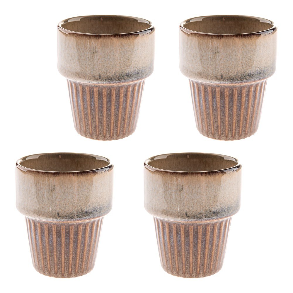 Bézs kőedény eszpresszó csésze szett 4 db-os 100 ml Tone – Dakls