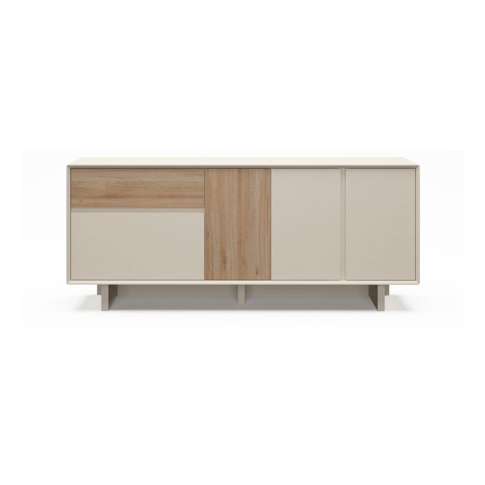 Bézs-natúr színű komód tölgyfa dekorral 180x76x45 cm Carpi – Marckeric