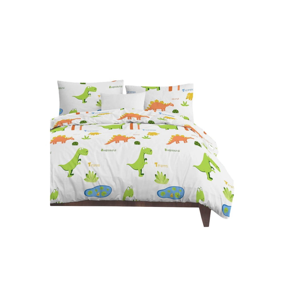 Fehér egyszemélyes gyerek ágyneműhuzat 140x200 cm Dinolar – Mijolnir