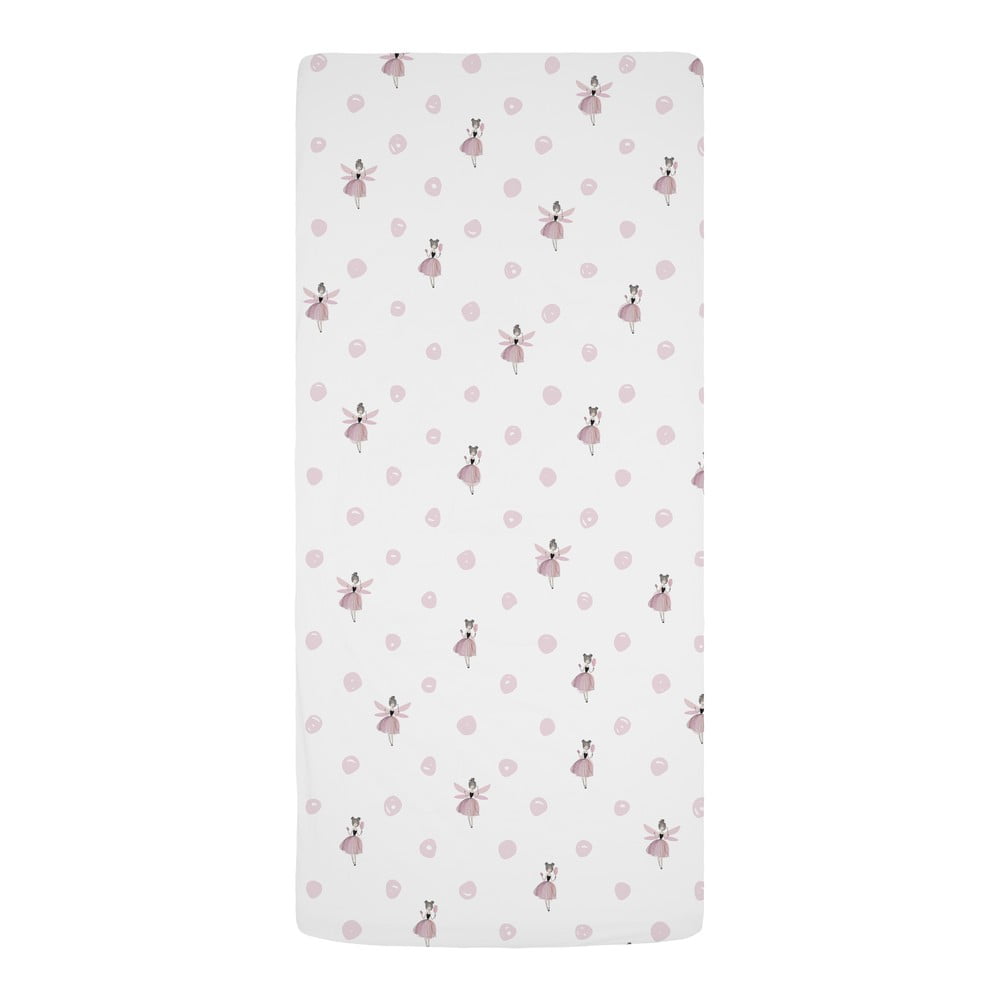 Fehér-rózsaszín gumis pamut-szatén gyerek lepedő babaágyhoz 60x120 cm Pink Girl – Butter Kings