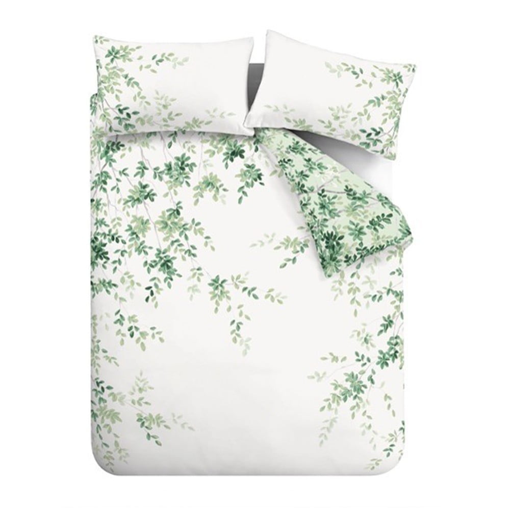 Fehér-zöld kétszemélyes hosszabbított pamut ágyneműhuzat 230x220 cm Scenic Leaves – RHS