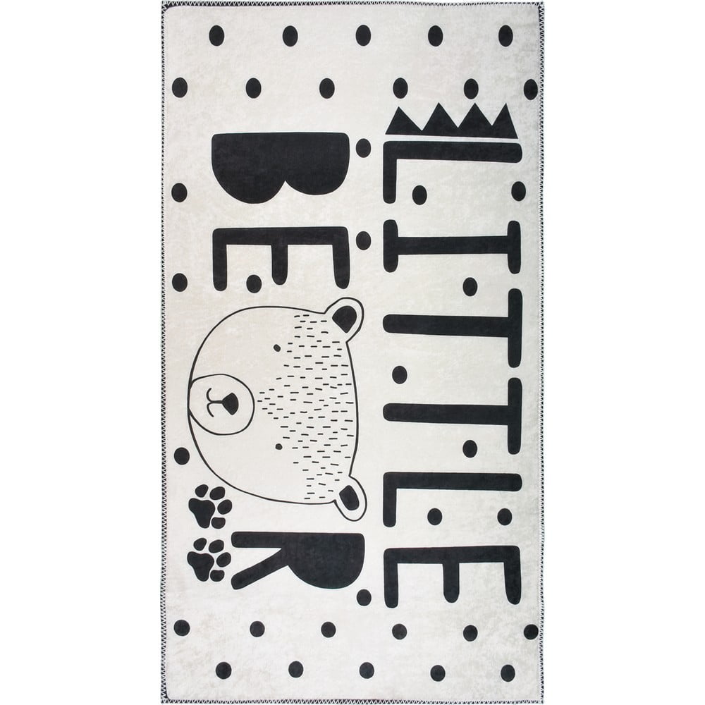 Fekete-fehér mosható gyerek szőnyeg 120x180 cm Little Bear – Vitaus