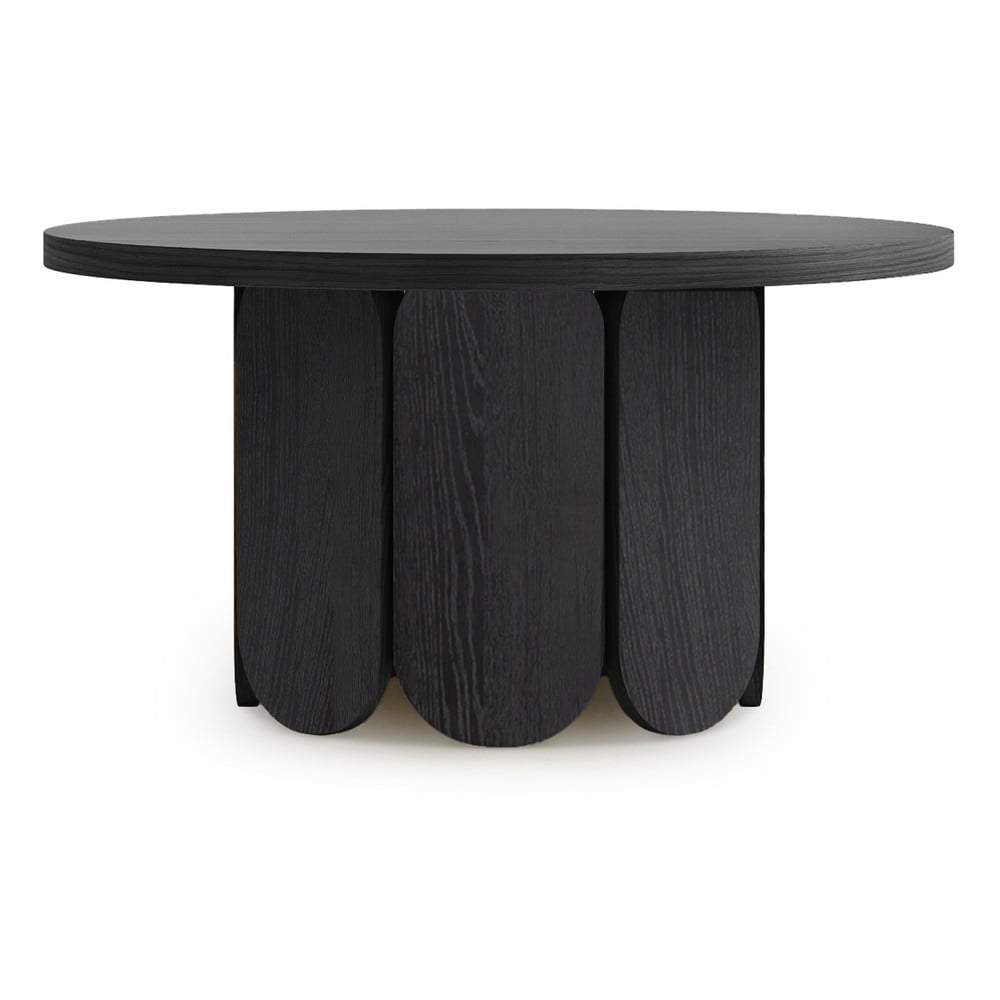 Fekete kerek dohányzóasztal tölgyfa dekorral ø 78 cm Soft – Woodman