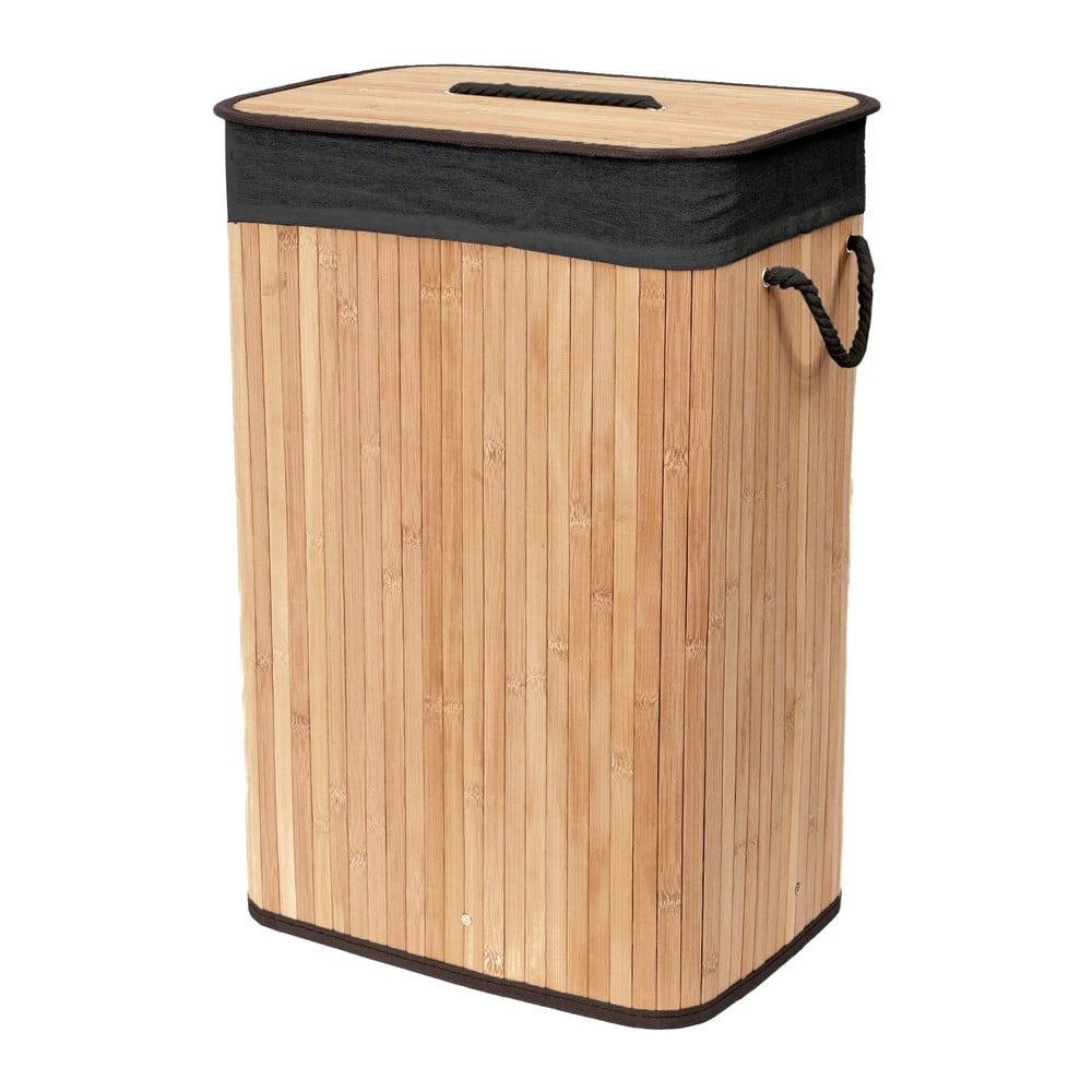 Fekete-natúr színű bambusz szennyeskosár 78 l Bamboo – Compactor