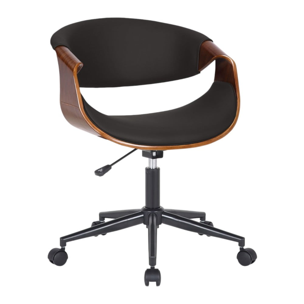 Fekete-sötétbarna bőrutánzat irodai szék Visby – Tomasucci