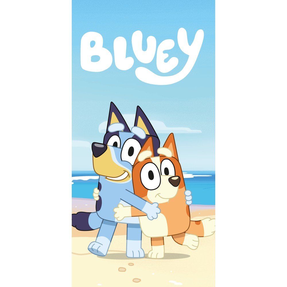 Kék-bézs pamut gyerek fürdőlepedő 70x140 cm Bluey "Beach" – Jerry Fabrics