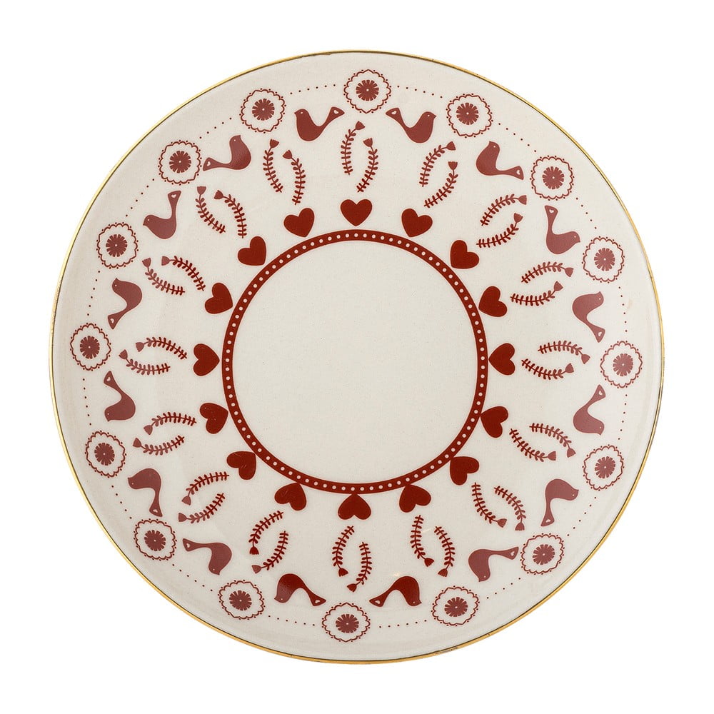 Krémszínű agyagkerámia desszertes tányér karácsonyi mintával ø 16 cm Jolly – Bloomingville