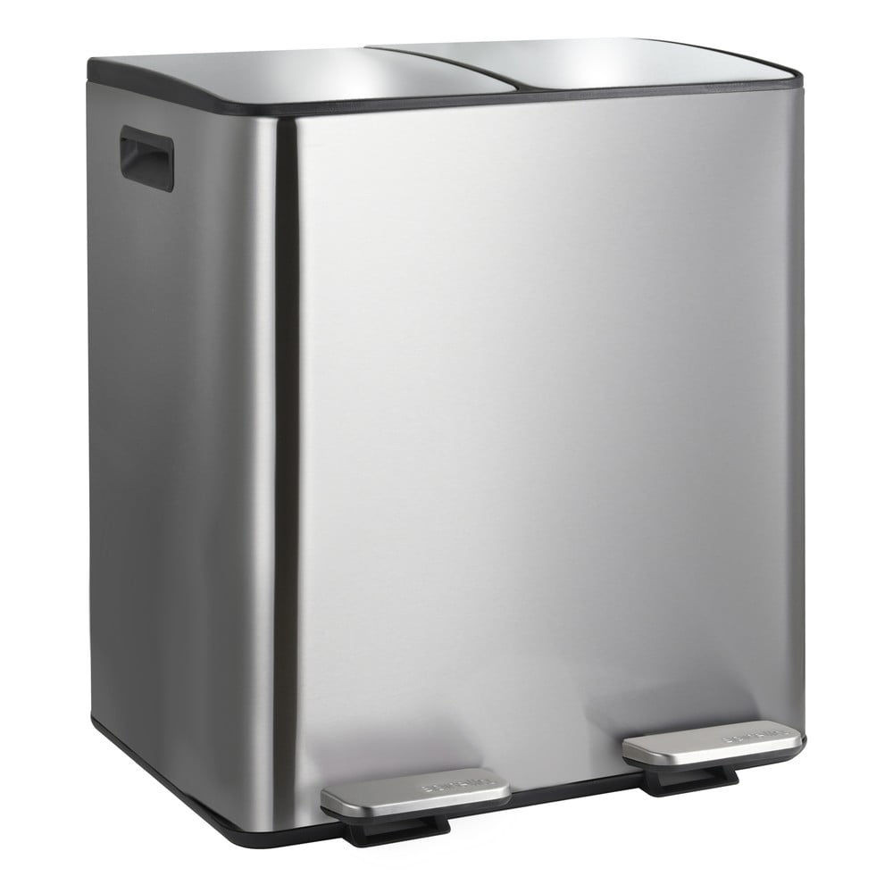 Matt ezüstszínű acél szelektív-pedálos szemetes 2x20 l   Aliya – Spirella