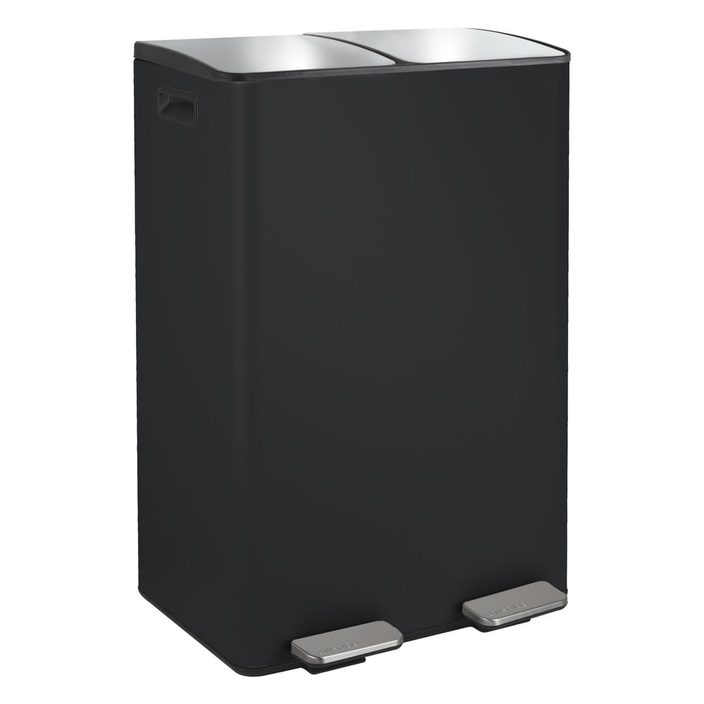 Matt fekete acél szelektív-pedálos szemetes 2x30 l   Aliya – Spirella