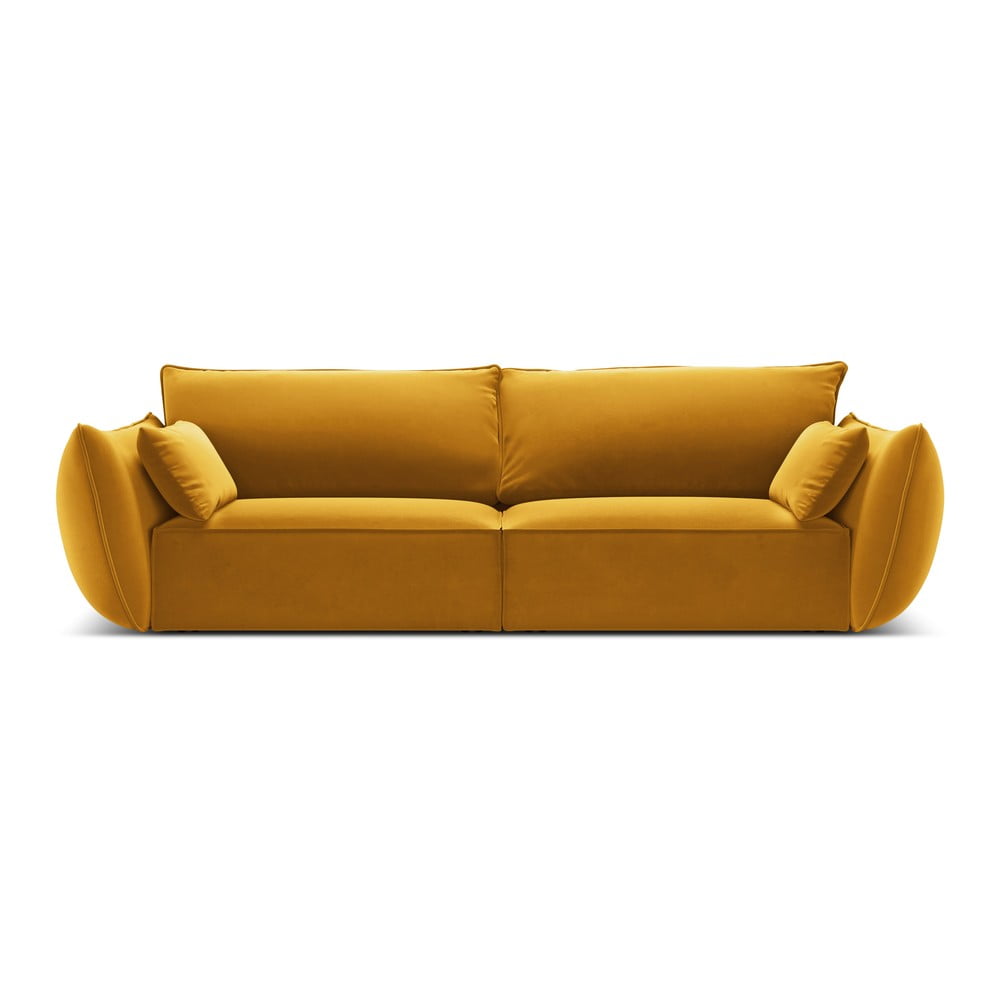 Mustársárga bársony kanapé 208 cm Vanda – Mazzini Sofas