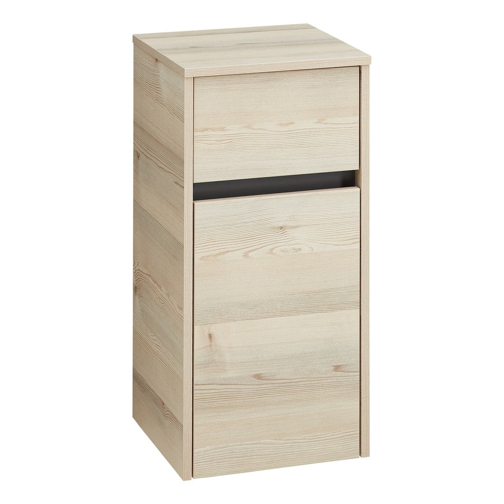 Natúr színű alacsony-fali fürdőszoba szekrény borovi fenyő dekorral 72x35 cm Quickset 393 – Pelipal