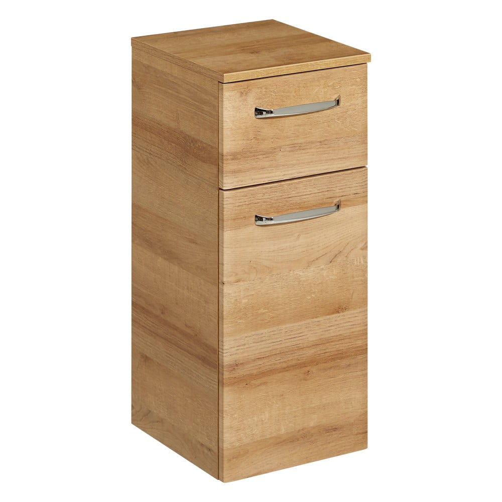 Natúr színű alacsony-fali fürdőszoba szekrény tölgyfa dekorral 72x30 cm Quickset 318 – Pelipal