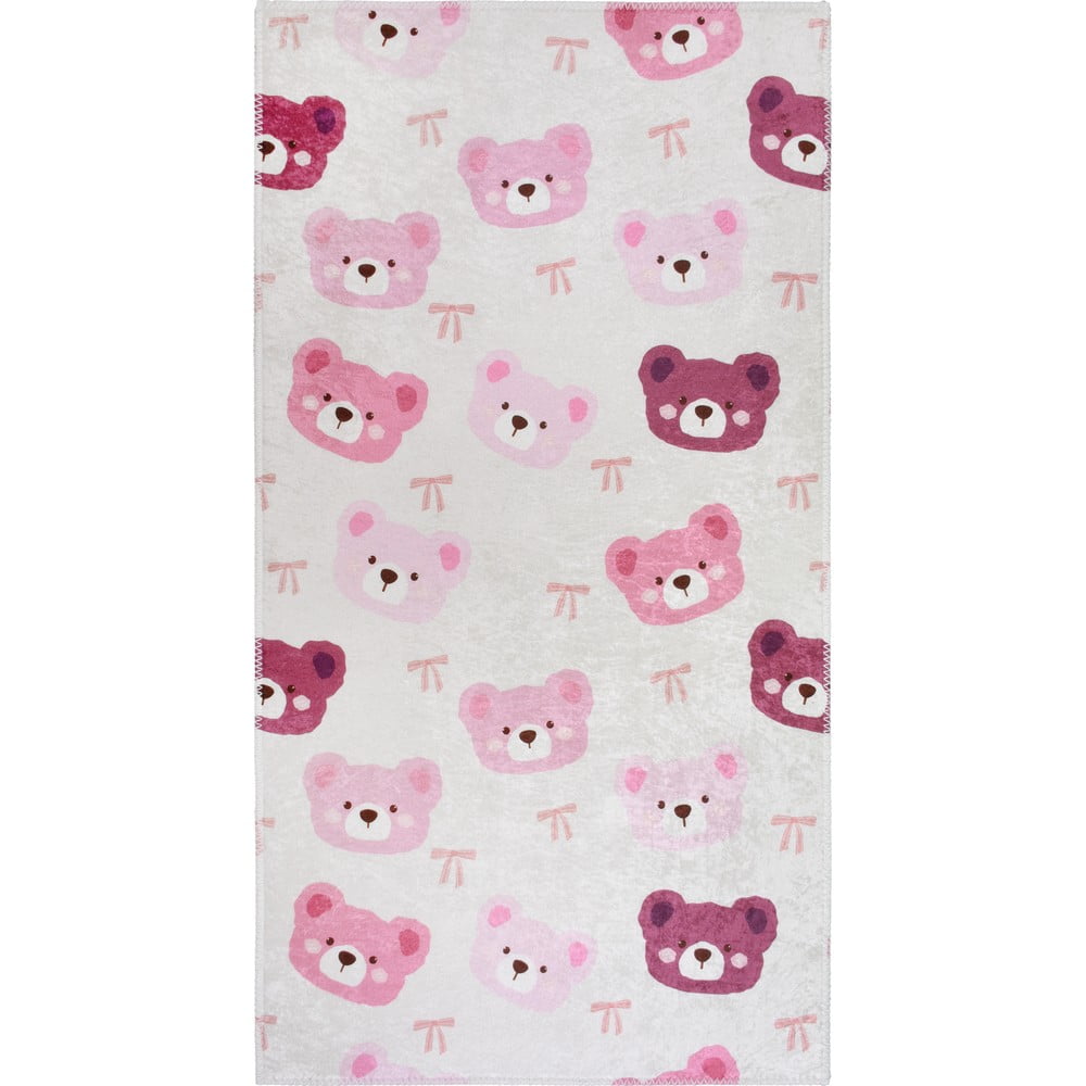Rózsaszín-elefántcsont színű mosható gyerek szőnyeg 120x180 cm Cute Teddies Pink – Vitaus