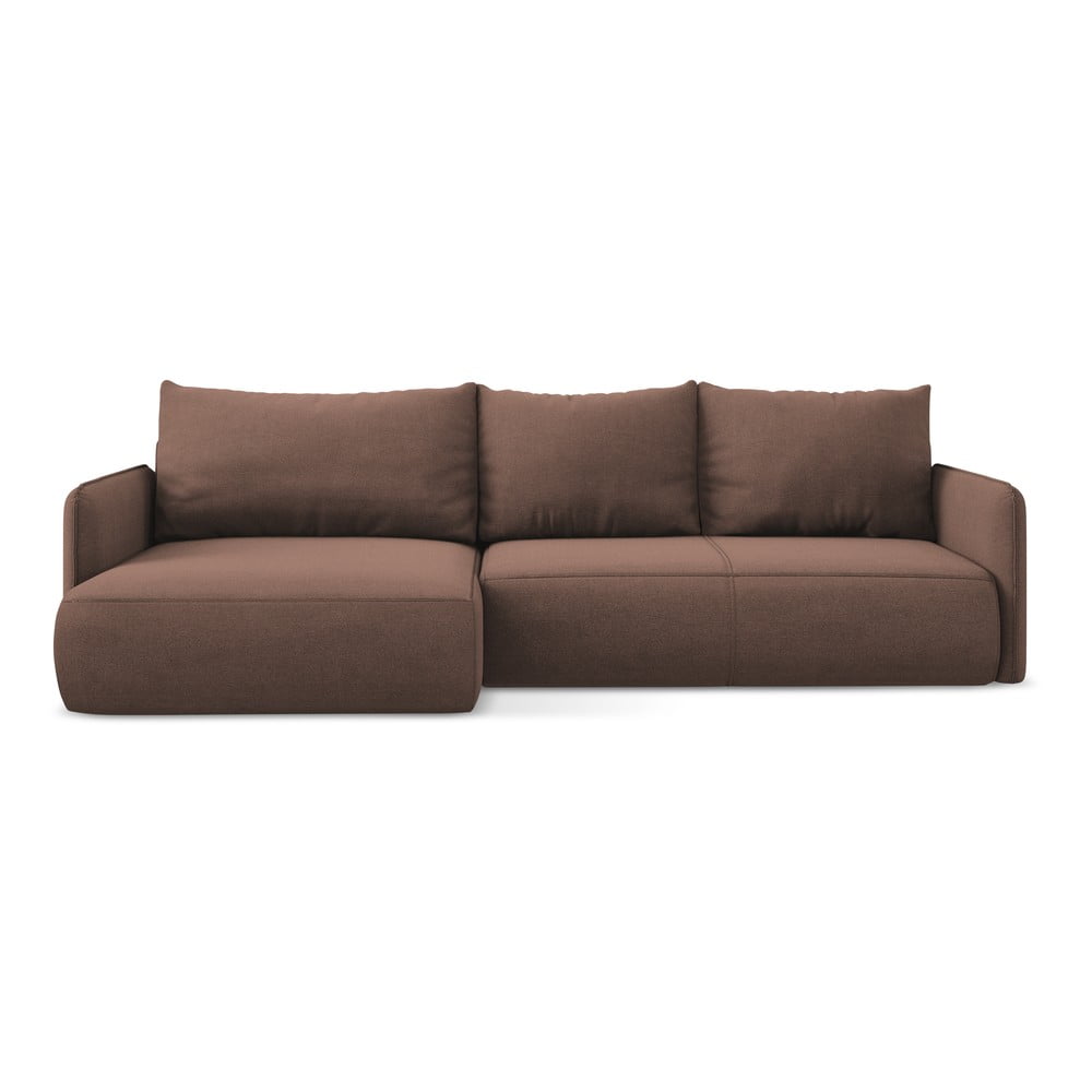 Rózsaszín kinyitható-tárolóhelyes sarokkanapé (bal oldali) Nanea – Makamii