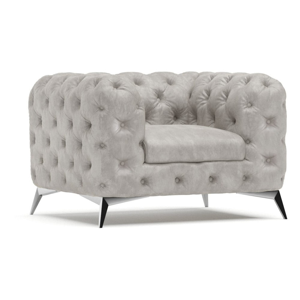 Világosszürke bársony fotel Chelsea – Ropez