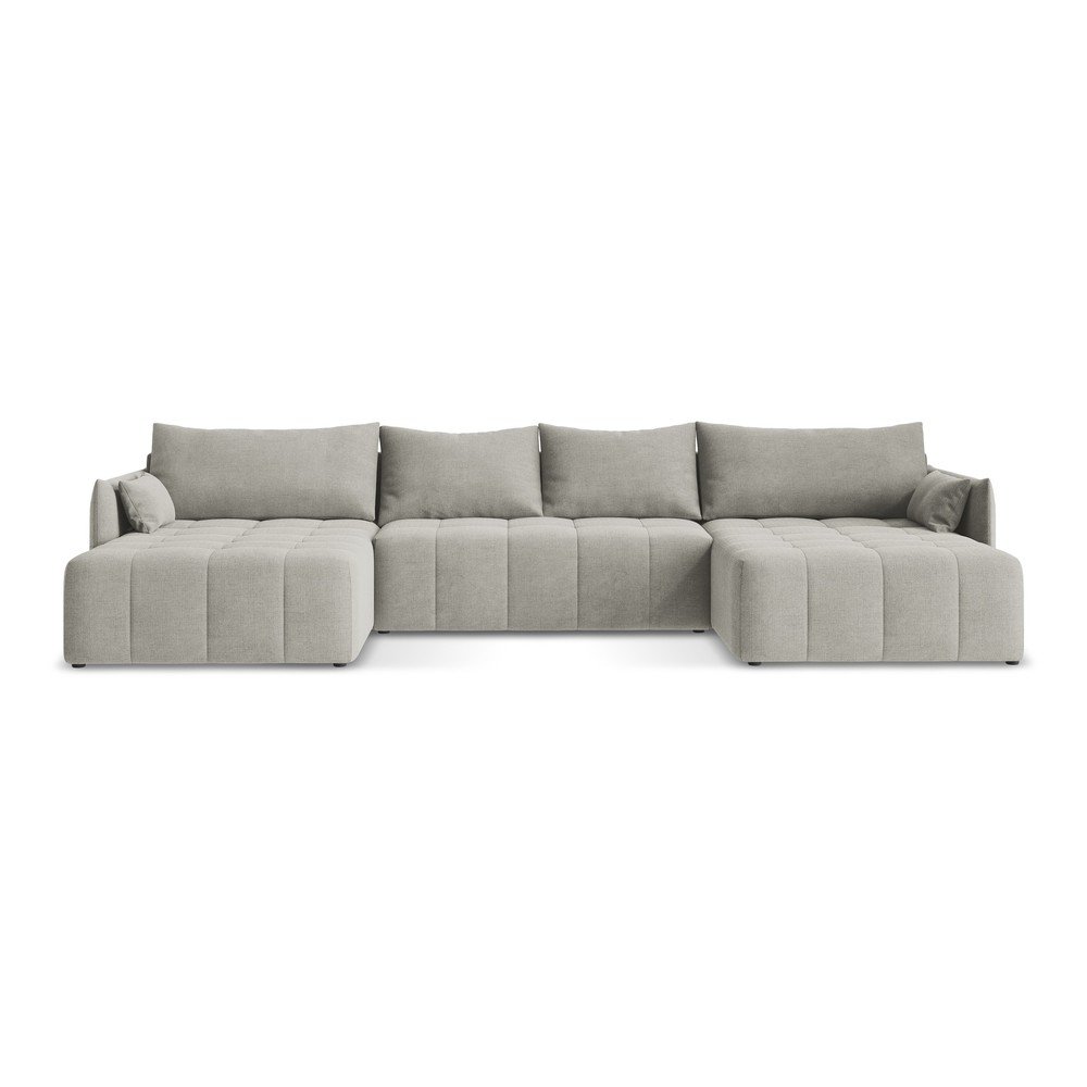 Világosszürke kinyitható-tárolóhelyes (U alakú) sarokkanapé Moku – Makamii