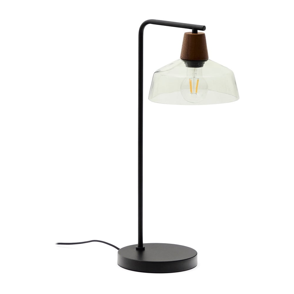 Zöld-sötét natúr színű asztali lámpa üveg búrával (magasság 55 cm) Silex – Kave Home