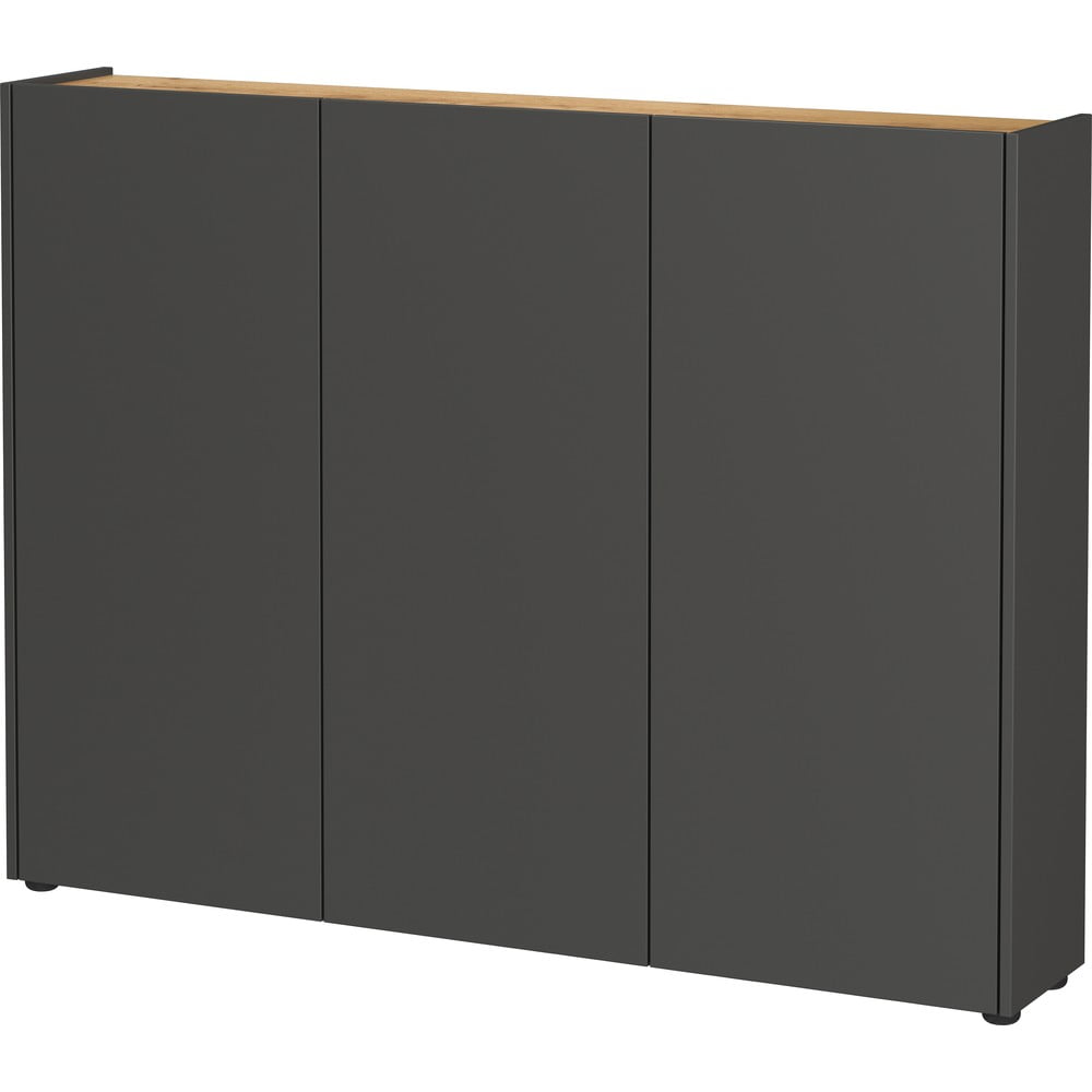 Antracitszürke cipőtartó tölgyfa dekorral 138x105x25 cm Libbiano – Germania