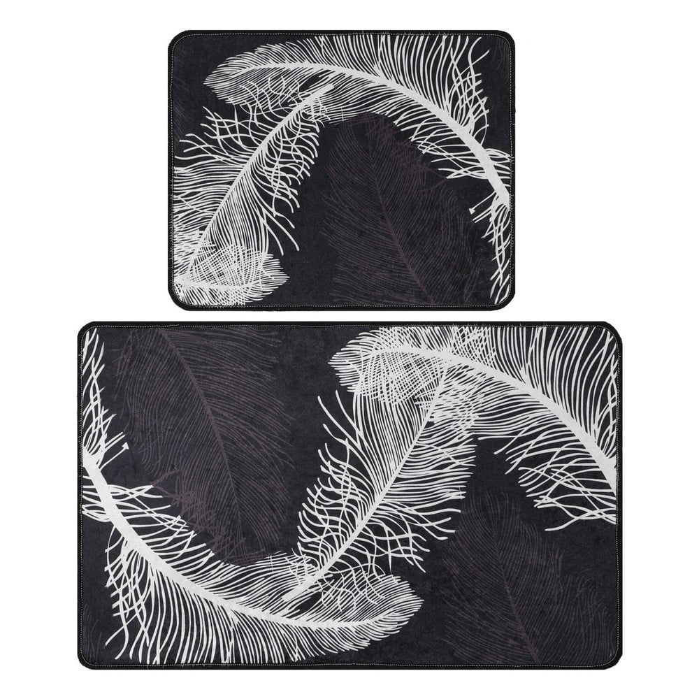 Antracitszürke fürdőszobai kilépő szett 2 db-os 60x100 cm Alisan – Foutastic