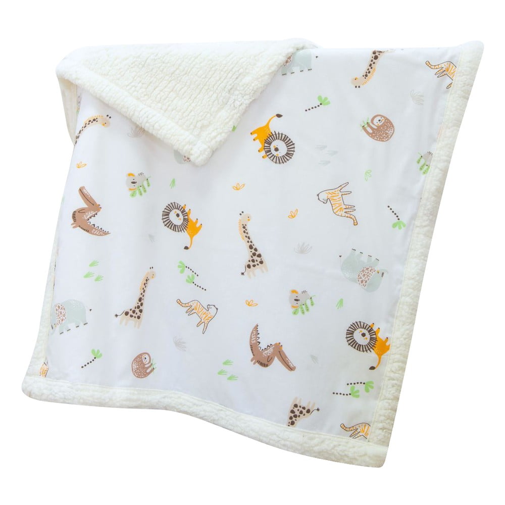 Fehér renforcé pamut gyerek takaró 75x100 cm Jungle – Mijolnir