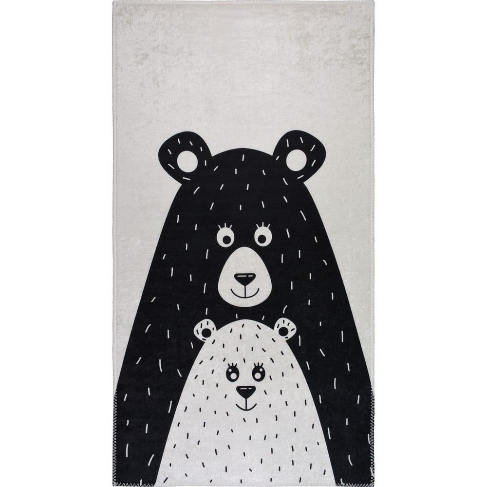 Fekete-fehér mosható gyerek szőnyeg 120x180 cm Bear Family – Vitaus