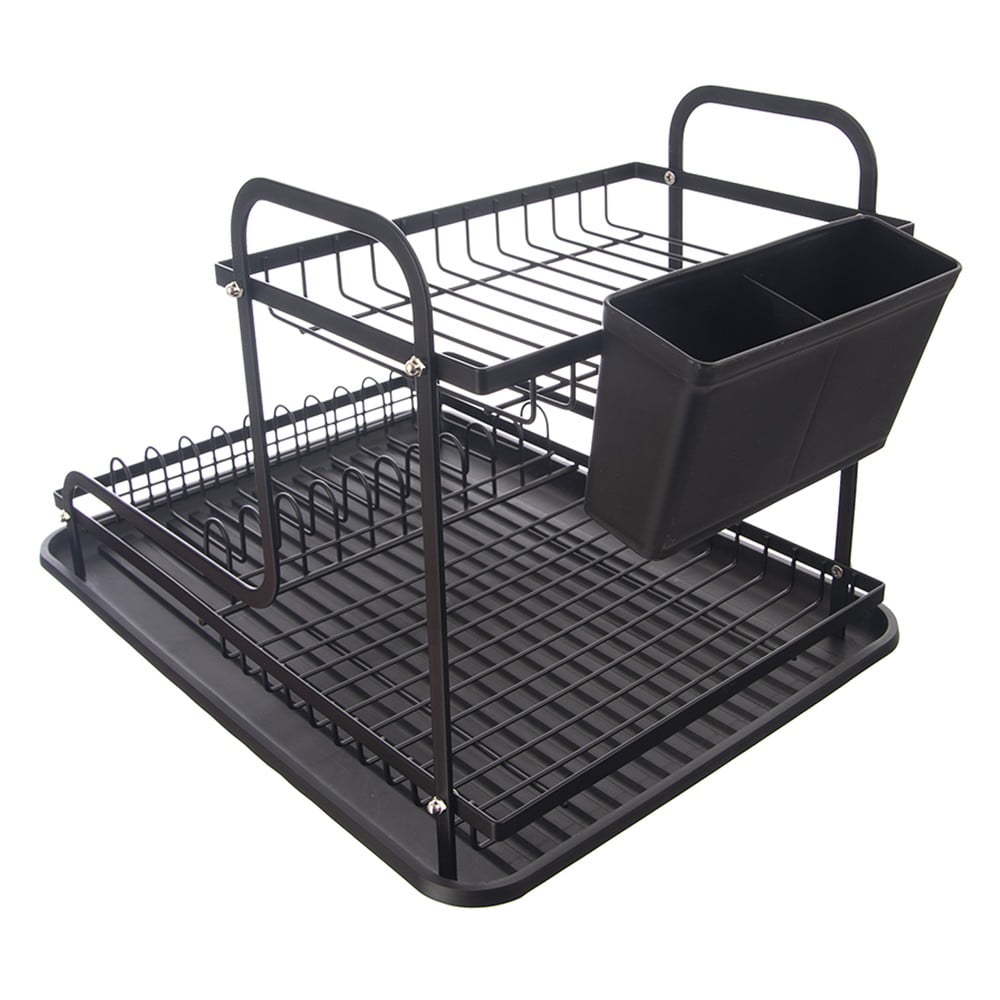 Fekete fém kétszintes edényszárító 42