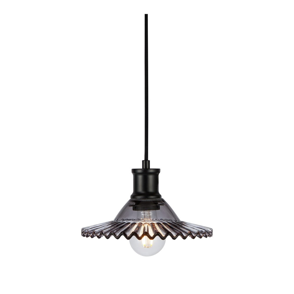 Fekete függőlámpa üveg búrával ø 21