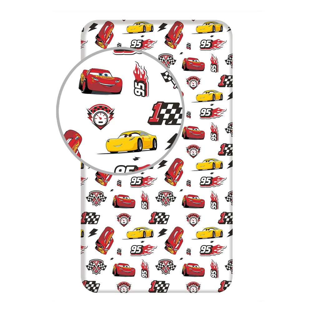 Gumis pamut gyerek lepedő 90x200 cm Cars "McQueen" – Jerry Fabrics