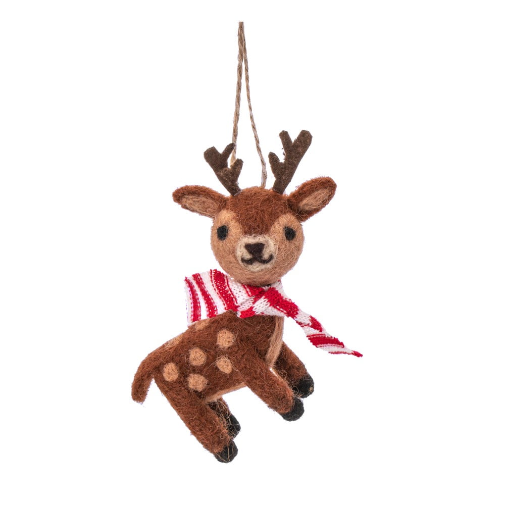 Gyapjú kézzel készített karácsonyfadísz 12 cm Reindeer – Sass & Belle