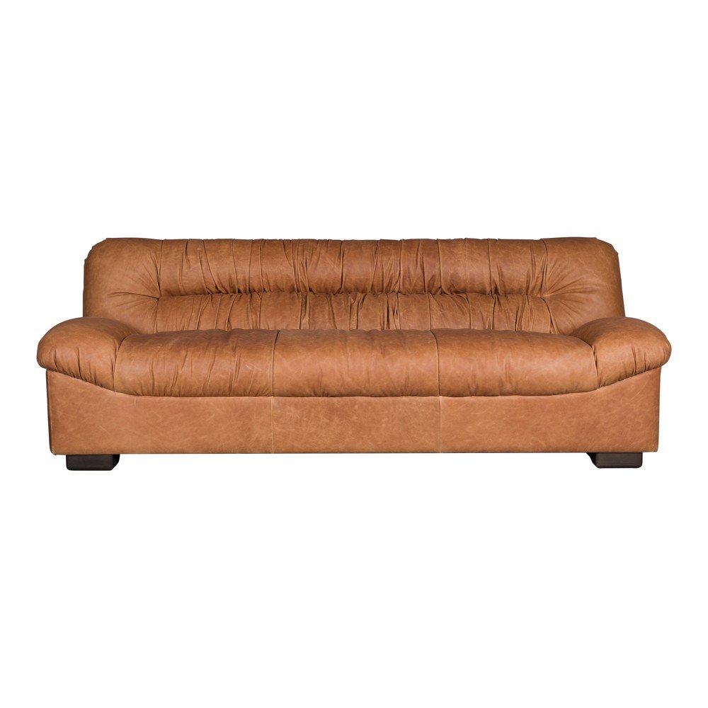 Konyakbarna bőr kanapé 214 cm Douglas – Dutchbone