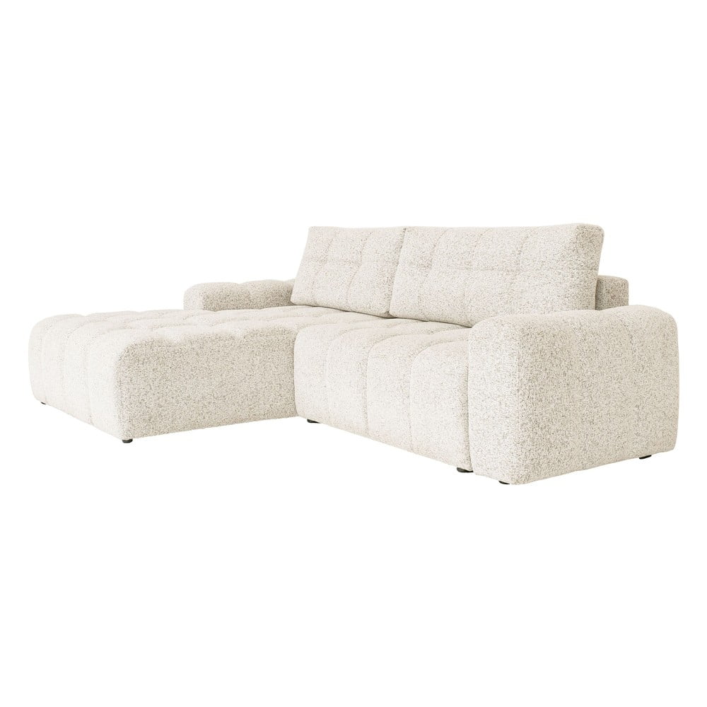 Krémszínű kinyitható tárolóhelyes moduláris sarokkanapé (bal oldali) Lulu – Miuform