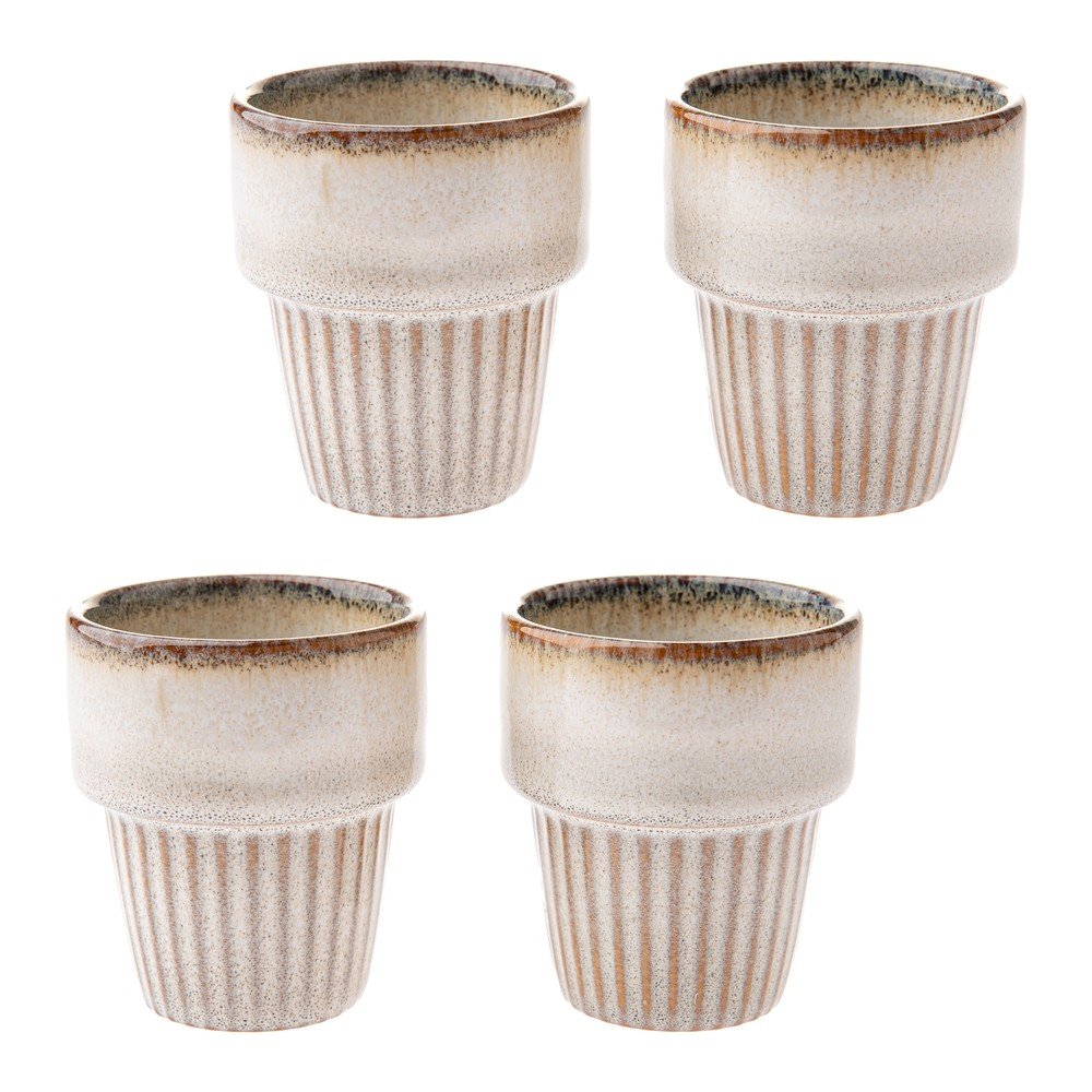 Krémszínű kőedény eszpresszó csésze szett 4 db-os 100 ml Tone – Dakls