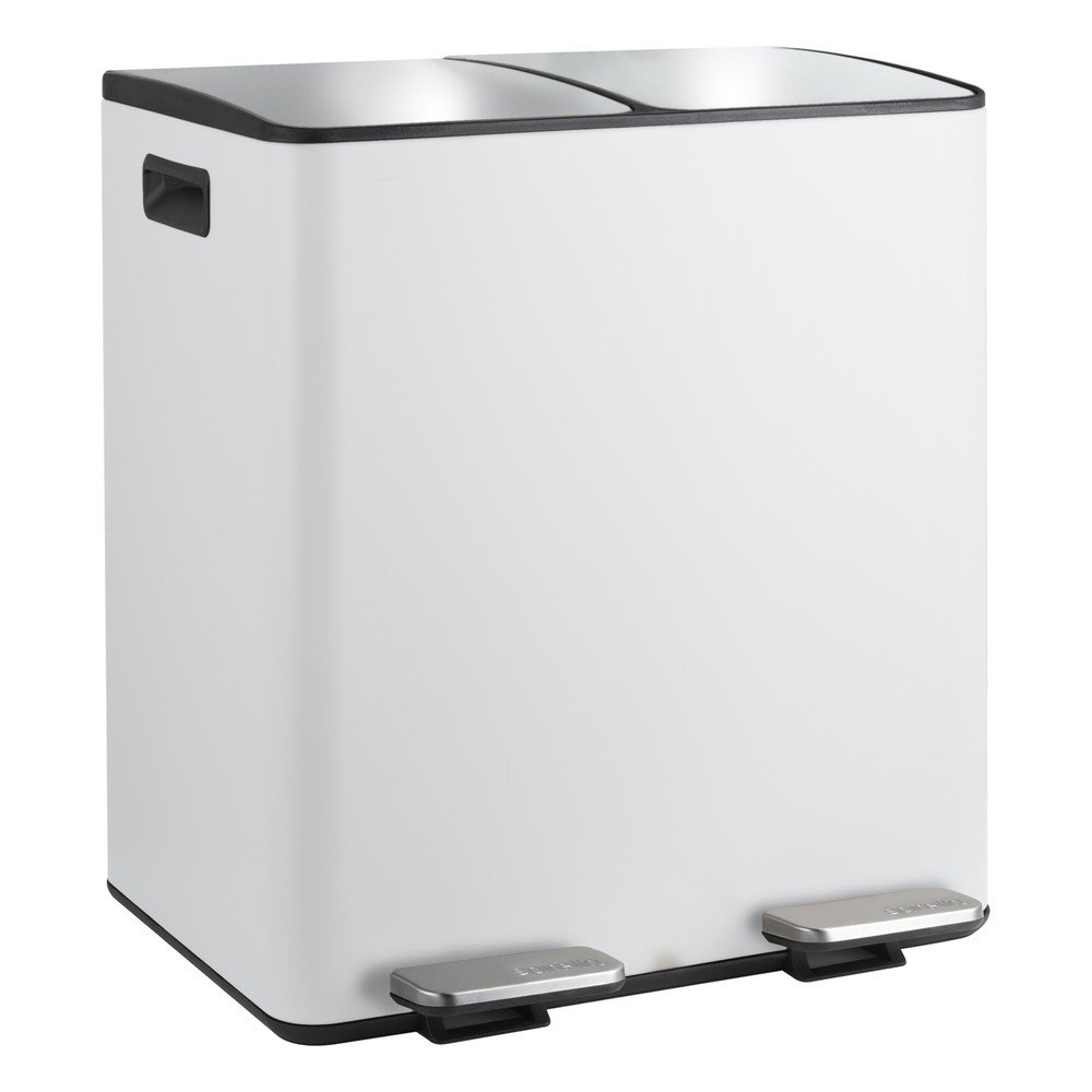 Matt fehér acél szelektív-pedálos szemetes 2x20 l   Aliya – Spirella