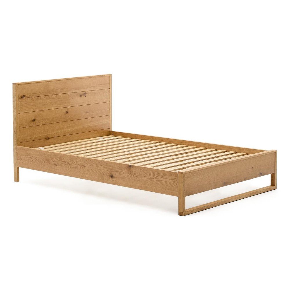 Natúr színű tölgyfa egyszemélyes ágy ágyráccsal 90x190 cm Alguema – Kave Home