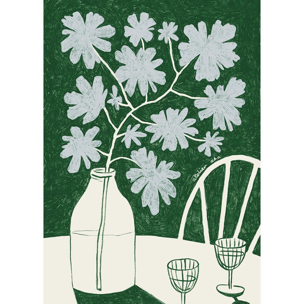 Poszter 30x40 cm Blue Flowers & Red Wine – The Poster Club