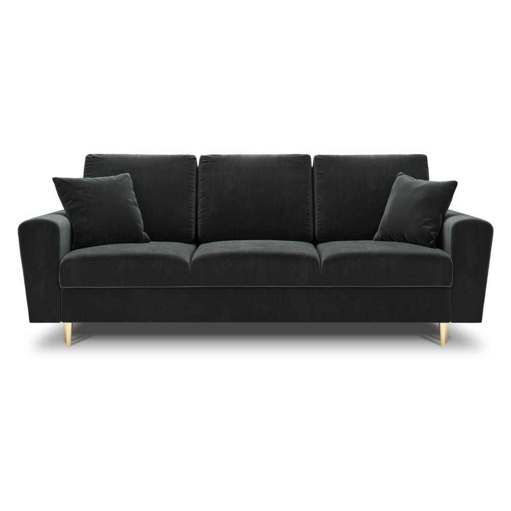 Sötétszürke bársony kinyitható tárolóhelyes kanapé 235 cm Kyoto – Cosmopolitan Design