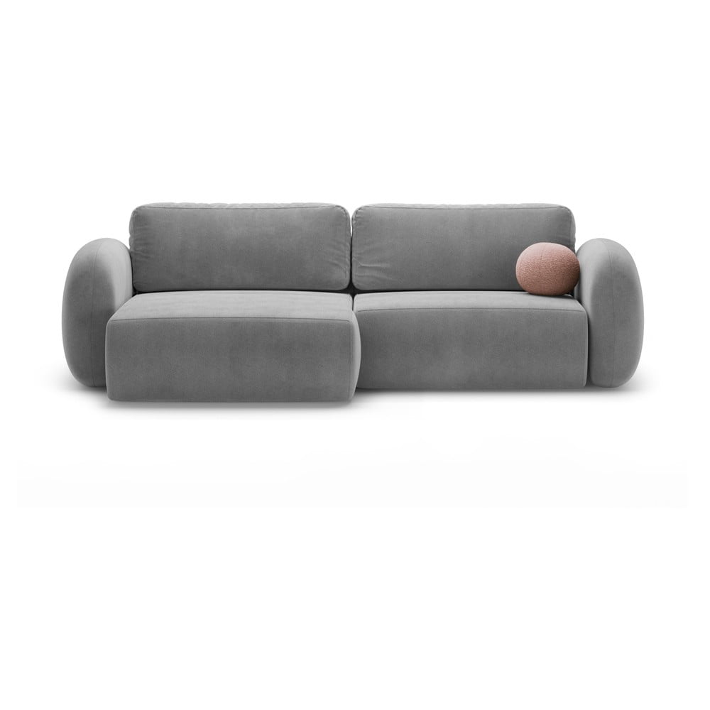 Sötétszürke bársony kinyitható-tárolóhelyes sarokkanapé Tonale – Cosmopolitan Design