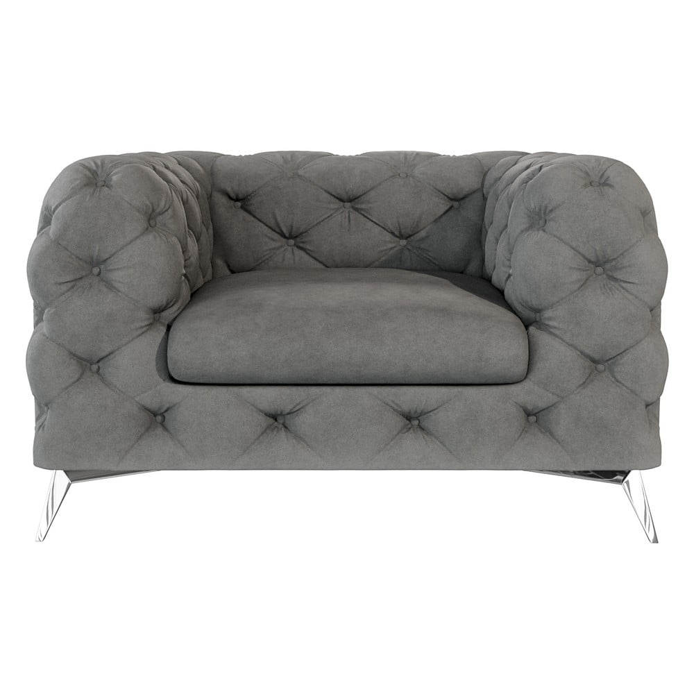 Szürke bársony fotel Chelsea – Ropez