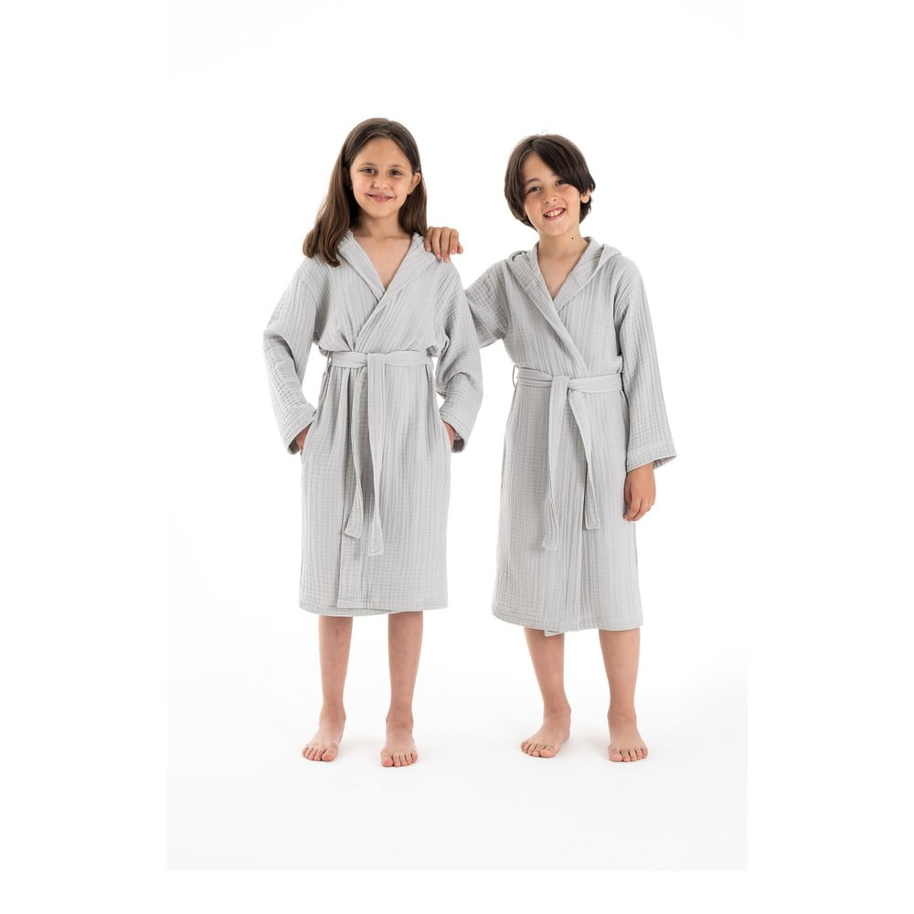 Szürke muszlin gyerek fürdőköpeny 5-6 év Muslin – Foutastic