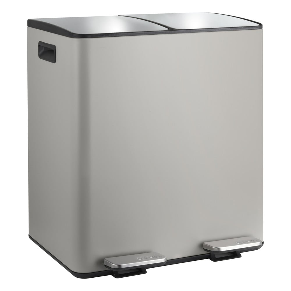 Szürkésbarna acél szelektív-pedálos szemetes 2x20 l   Aliya – Spirella